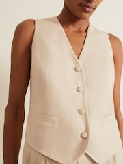 Phase Eight Natural Addison Linen Waistcoat - Image 7 of 9