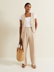 Phase Eight Natural Addison Linen Waistcoat - Image 8 of 9