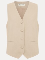 Phase Eight Natural Addison Linen Waistcoat - Image 9 of 9
