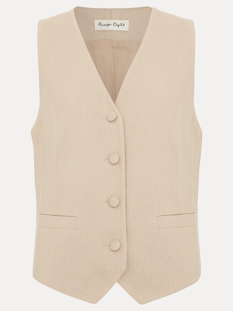Phase Eight Natural Addison Linen Waistcoat - Image 9 of 9