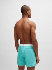 BOSS Blue Contrast-logo Swim Shorts In Recycled Material - Image 2 of 4