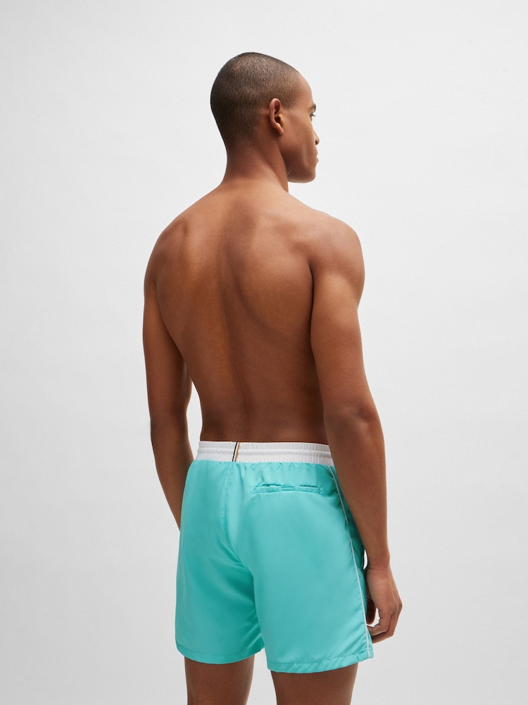 BOSS Blue Contrast-logo Swim Shorts In Recycled Material - Image 2 of 4