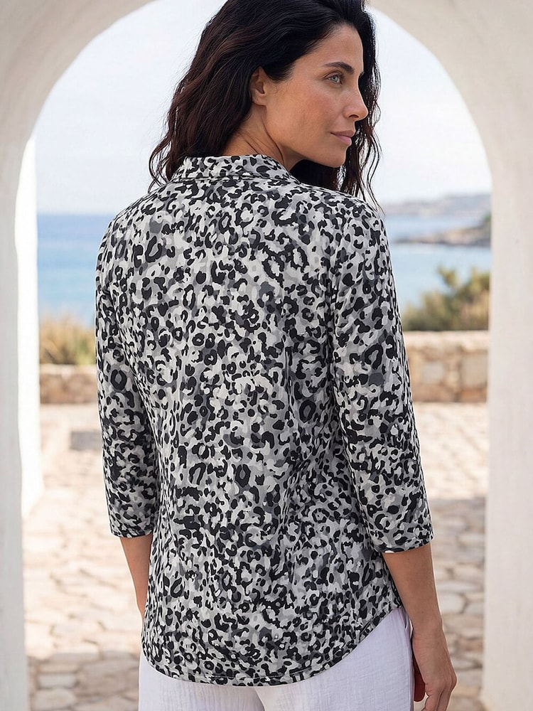 Roman Grey Classic Printed Mock Shirt - Image 2 of 4 Roman Grey Classic Printed Mock Shirt - Image 2 of 4