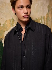 Black EDIT Metallic Pinstripe Harrington Jacket - Image 1 of 5