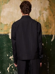Black EDIT Metallic Pinstripe Harrington Jacket - Image 4 of 5