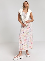Simply Be Pink Tie Front Midi Dress With Linen - Image 3 of 4