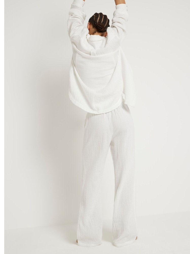 River Island White Linen Feel Trousers - Image 2 of 6