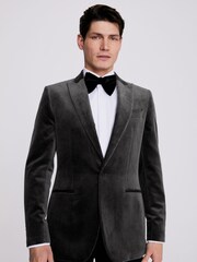 MOSS Charcoal Grey Slim Fit Velvet Jacket - Image 1 of 3