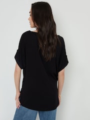 Threadbare Black Batwing Sleeve Slash Neck Tunic Top - Image 2 of 4