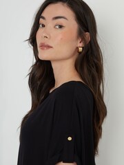 Threadbare Black Batwing Sleeve Slash Neck Tunic Top - Image 4 of 4