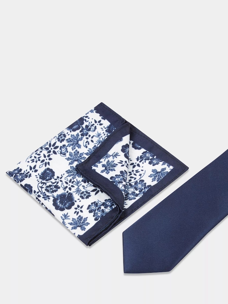 MOSS Blue Floral Tie - Image 2 of 3