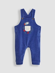 JoJo Maman Bébé Blue 2-Piece Velour Appliqué Dungarees & Top Set - Image 2 of 6