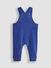 JoJo Maman Bébé Blue 2-Piece Velour Appliqué Dungarees & Top Set - Image 3 of 6