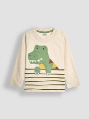 JoJo Maman Bébé Natural T-Rex Printed Top - Image 1 of 3
