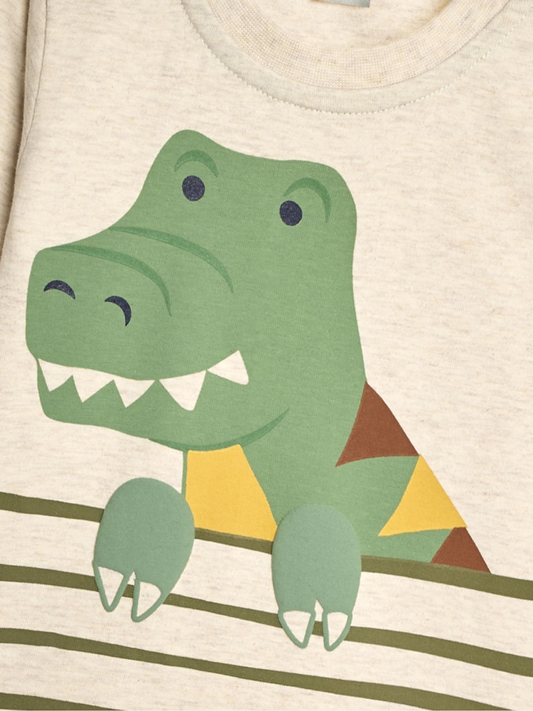 JoJo Maman Bébé Natural T-Rex Printed Top - Image 3 of 3