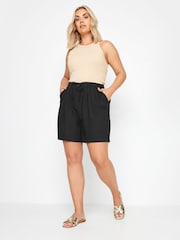 Yours Curve Black Y Natural Brown Linen Shorts - Image 2 of 5