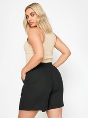 Yours Curve Black Y Natural Brown Linen Shorts - Image 3 of 5