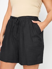 Yours Curve Black Y Natural Brown Linen Shorts - Image 4 of 5