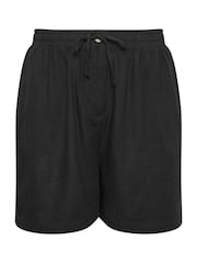 Yours Curve Black Y Natural Brown Linen Shorts - Image 5 of 5