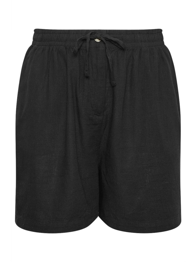 Yours Curve Black Y Natural Brown Linen Shorts - Image 5 of 5