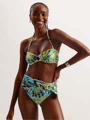 Ted Baker Green Chayrl Printed High Waisted Bikini Pants - Image 1 of 5