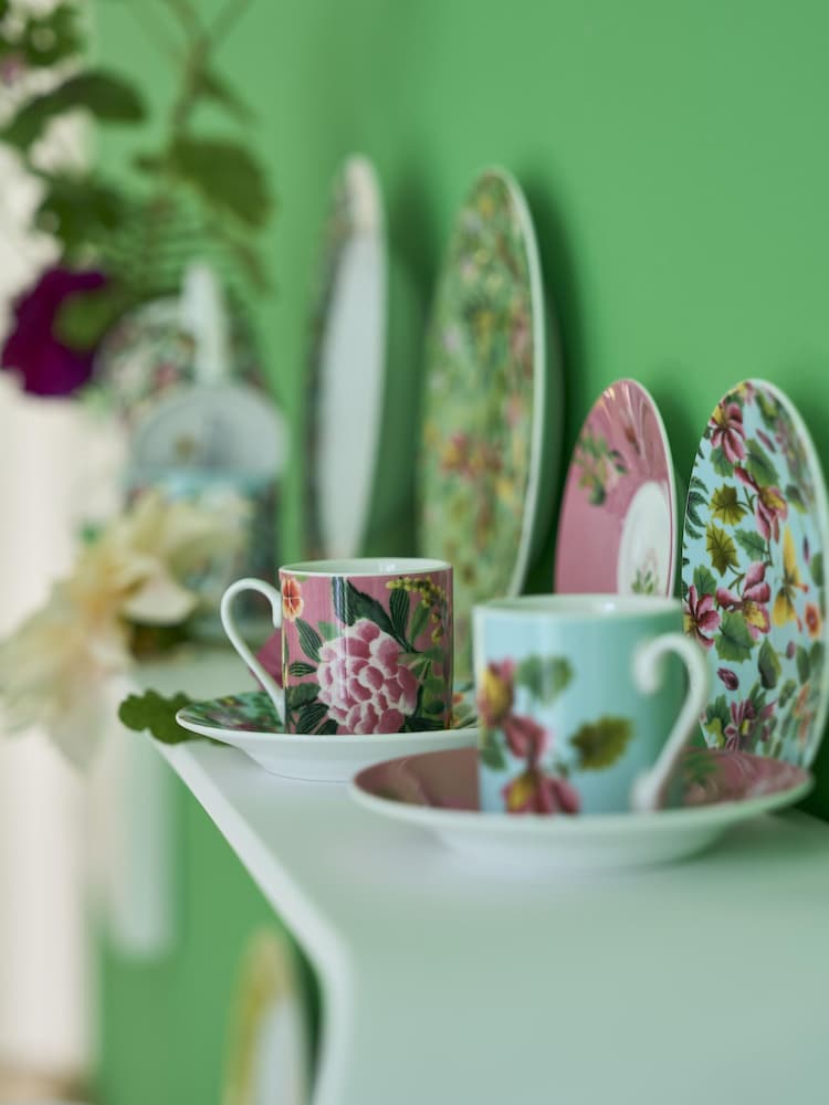 Designers Guild Ikebana Damask Espresso Cups and Saucers Set Of 4 - Image 3 of 4