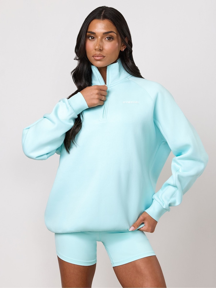 Gym King Blue 365 Raglan Sleeve Funnel Jumper - Image 2 of 4