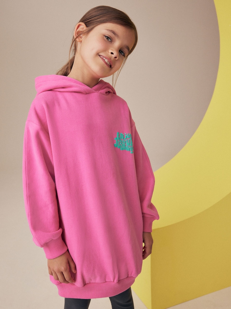 Pink/Green Printed Longline Hoodie (3-16yrs) - Image 1 of 7