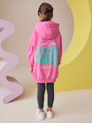 Pink/Green Printed Longline Hoodie (3-16yrs) - Image 2 of 7