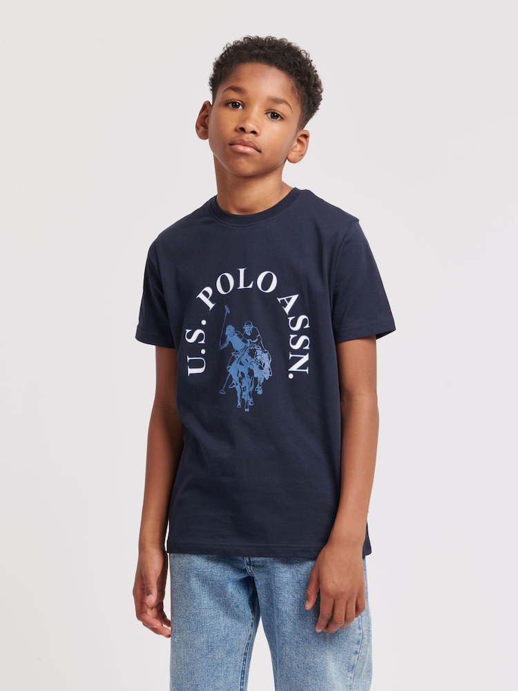 U.S. Polo Assn. Blue Boys Chest Graphic 100% Cotton T-Shirt - Image 1 of 8