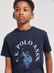 U.S. Polo Assn. Blue Boys Chest Graphic 100% Cotton T-Shirt - Image 4 of 8