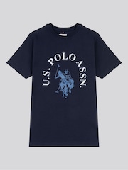 U.S. Polo Assn. Blue Boys Chest Graphic 100% Cotton T-Shirt - Image 6 of 8