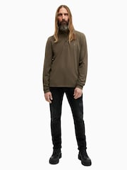 AllSaints Green Reform Long Sleeve Polo Shirt - Image 3 of 5