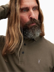 AllSaints Green Reform Long Sleeve Polo Shirt - Image 4 of 5