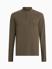 AllSaints Green Reform Long Sleeve Polo Shirt - Image 5 of 5