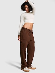 Victoria's Secret PINK Ganache Brown Fleece Straight Leg Cargo Joggers - Image 1 of 3