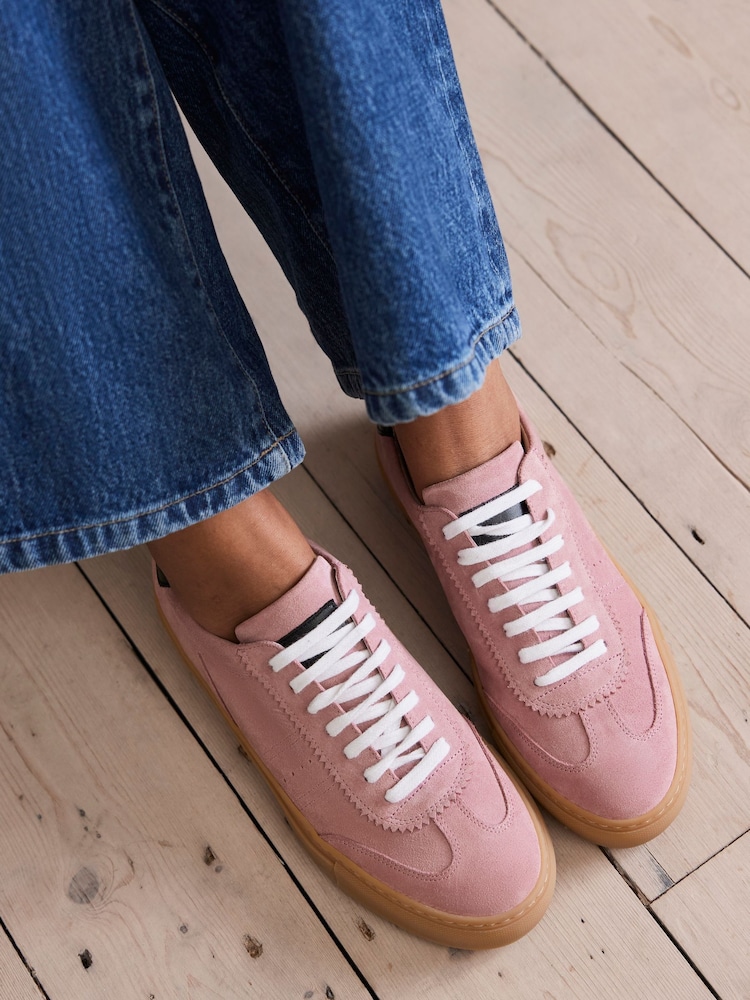 Mint Velvet Pink Suede Chunky Trainers - Image 1 of 4