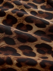 Brown Leopard Print Long Sleeve Tie Neck Mini Dress - Image 8 of 8
