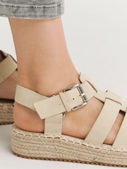 Simply Be Natural Fisherman Upper Espadrille Sandals In Extra Wide Fit - Image 3 of 4