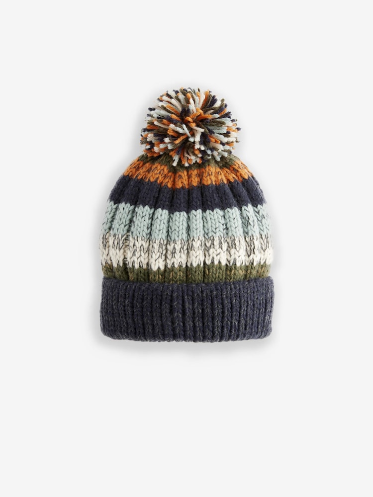 Stripe Pom Hat (3mths-16yrs) - Image 1 of 2 Stripe Pom Hat (3mths-16yrs) - Image 1 of 2