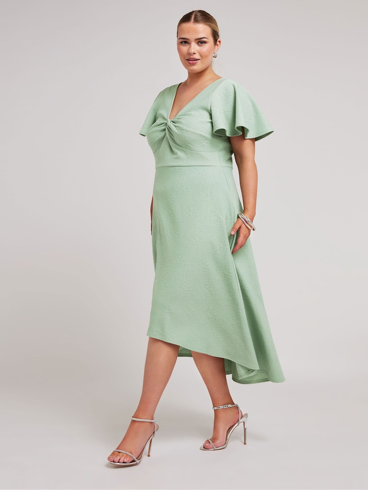 Verde - Vestido de jacquard con dobladillo asimétrico Curve London de Yours Curve - Imagen 1 de 5 Verde - Vestido de jacquard con dobladillo asimétrico Curve London de Yours Curve - Imagen 1 de 5