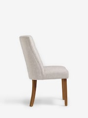 Set of 2 Chunky Weave Mid Natural Wolton Dark Wood Leg Collection Luxe Button Dining Chairs - Image 7 of 10