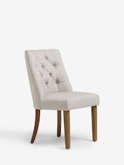 Set of 2 Chunky Weave Mid Natural Wolton Dark Wood Leg Collection Luxe Button Dining Chairs - Image 8 of 10