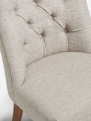 Set of 2 Chunky Weave Mid Natural Wolton Dark Wood Leg Collection Luxe Button Dining Chairs - Image 9 of 10