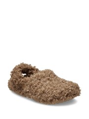 Crocs Tan Brown Classic Doodle Faux Fur Lined Sepia Slippers - Image 1 of 6