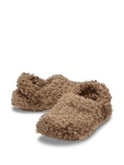 Crocs Tan Brown Classic Doodle Faux Fur Lined Sepia Slippers - Image 2 of 6