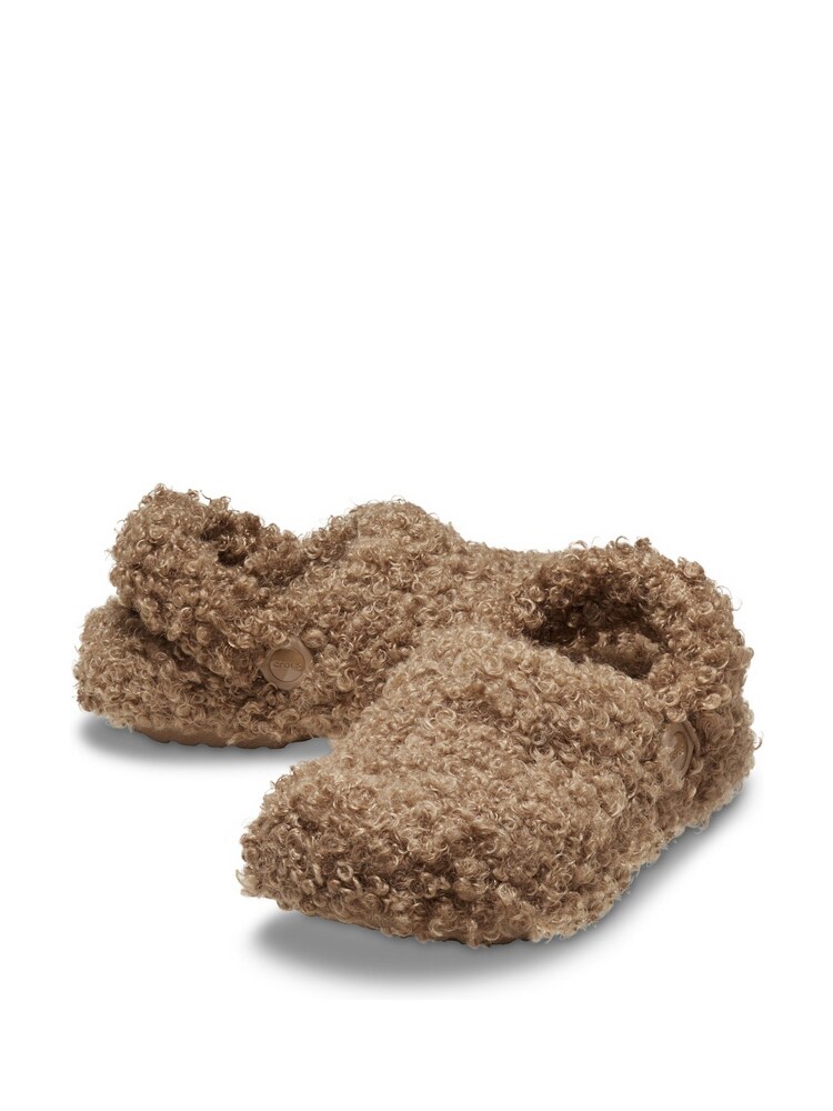 Crocs Tan Brown Classic Doodle Faux Fur Lined Sepia Slippers - Image 2 of 6