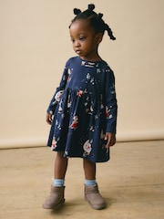 Navy Blue Long Sleeve Jersey Christmas Dress (3mths-7yrs) - Image 1 of 8