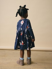 Navy Blue Long Sleeve Jersey Christmas Dress (3mths-7yrs) - Image 3 of 8
