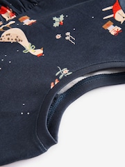 Navy Blue Long Sleeve Jersey Christmas Dress (3mths-7yrs) - Image 7 of 8